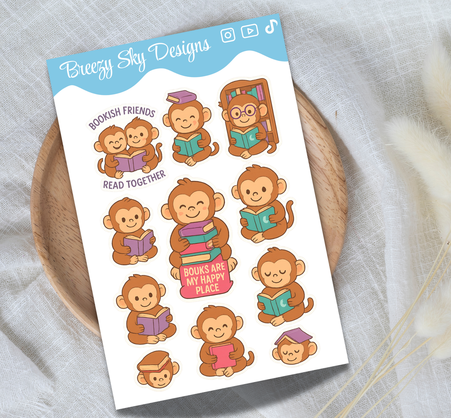 Bookish Monkey Sticker