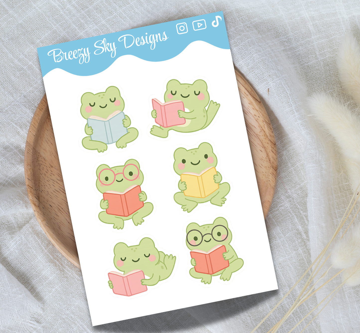 Reading Frogs and Books Sticker Sheet