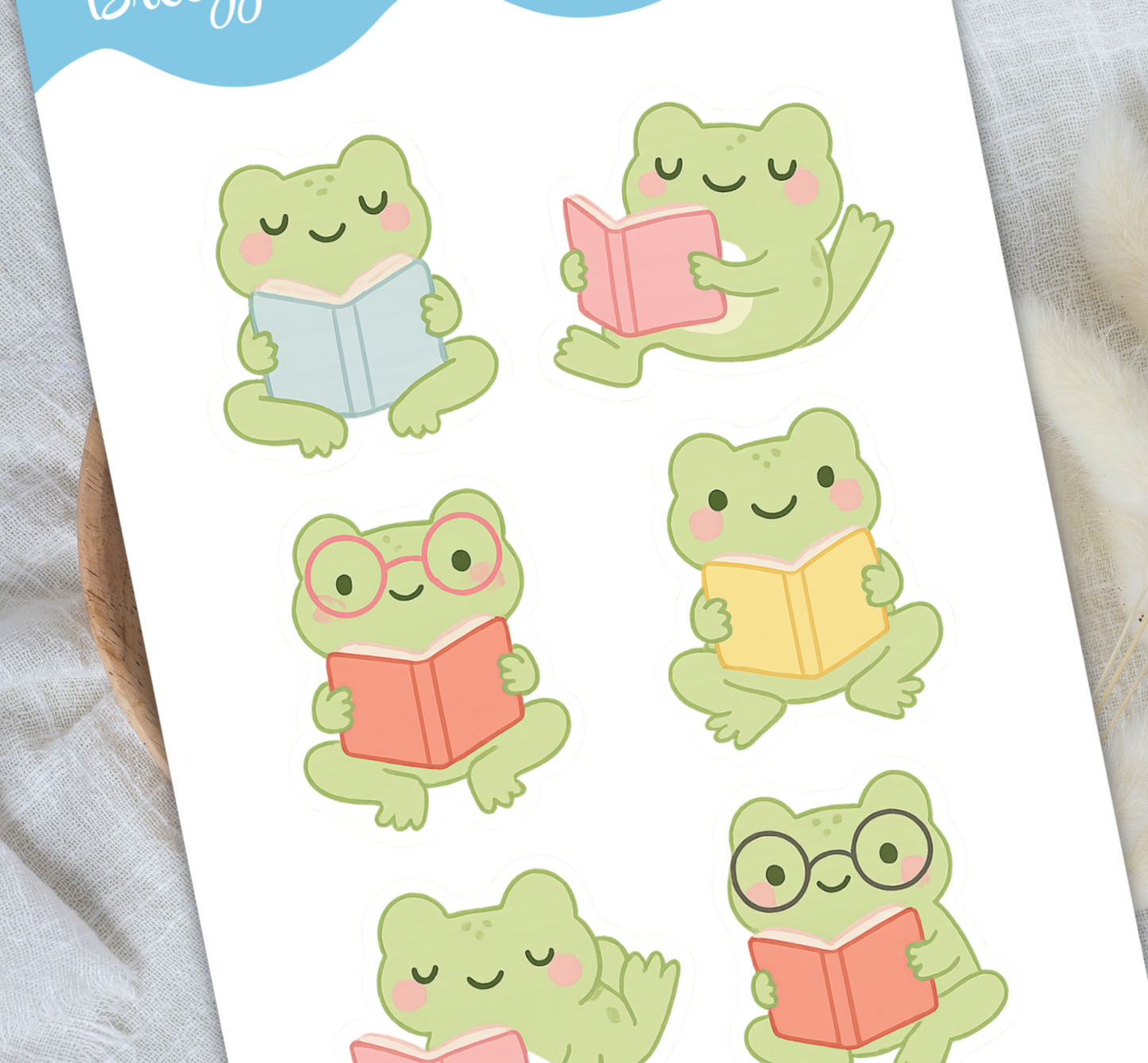 Reading Frogs and Books Sticker Sheet