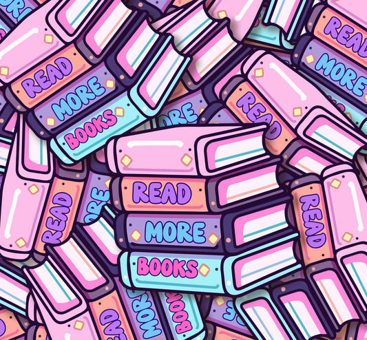 Read More Books Rainbow Pastel Bookstack Vinyl Sticker