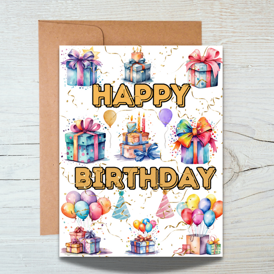 Confetti & Gifts Birthday Card